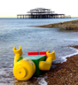 Legomann skaper hodebry. Foto: Dagbladet.