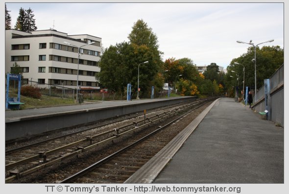 Munkelia T-banestasjon sett fra plattformen mot Lambertseter T-banestasjon. Foto: TT.