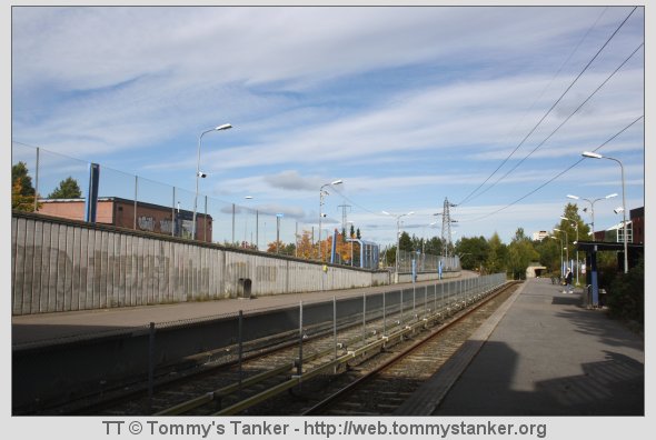 Skullerud T-banestasjon i retning mot Bogerud stasjon. Foto: TT.