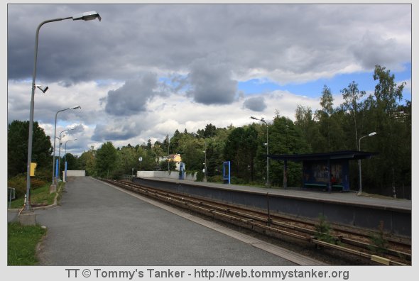 Oversiktsbilde over Skøyenåsen T-banestasjon i billedretning mot Godlia. Foto: TT.