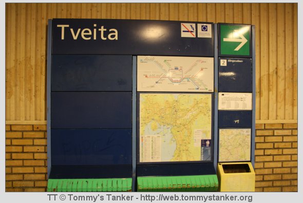 T-baneboardet på Tveita T-banestasjon. Foto: TT.
