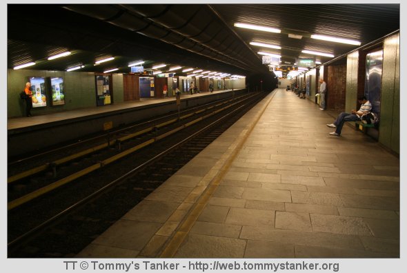 Tøyen T-banestasjon sett fra plattformen mot Ensjø stasjon. Foto: TT.