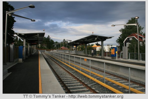 Midtpartiet på Bjørnsletta T-banestasjon i billedretning mot Åsjordet. Foto: TT.