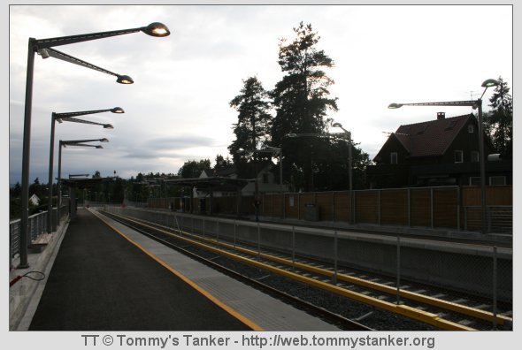 Litt av Bjørnsletta T-banestasjon i vestgående retning mot Jar. Foto: TT.