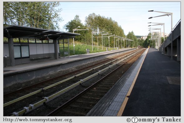 Rommen T-banestasjon sett fra nordgående plattform. Foto: TT.
